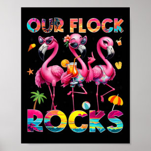 Poster Nos Flock Rocks Flamant rose Vacances d'été Famill