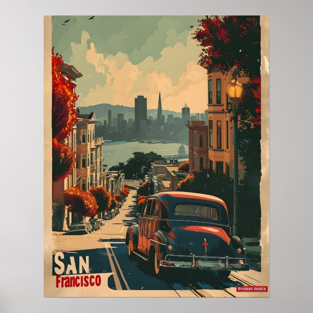 Poster Nostalgie côtière de San Francisco Vintage (Devant)