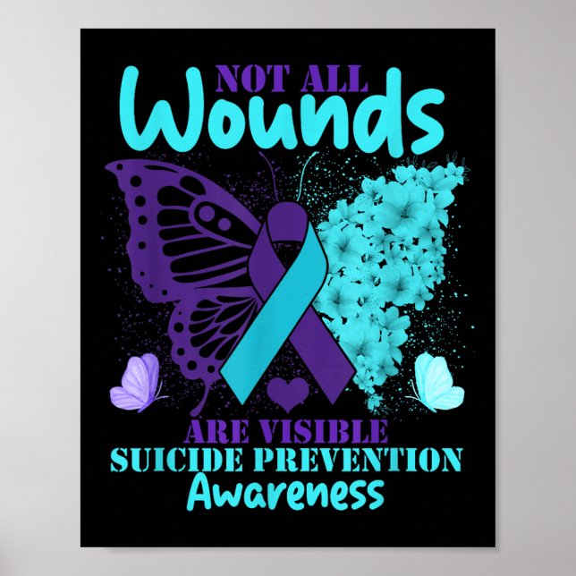 Poster Not All Wounds Are Visible Suicide Awareness  (Devant)
