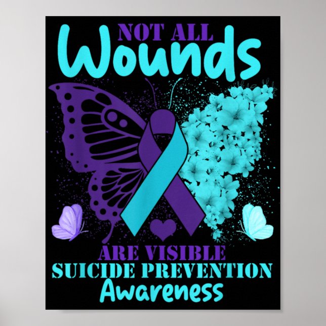 Poster Not All Wounds Are Visible Suicide Awareness  (Devant)