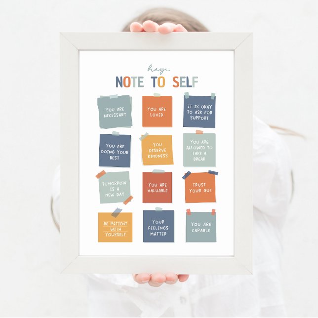 Poster Note à Self 18"X24" (note to self, mental health, daily reminders, note to self, self care poster, mental health boho)
