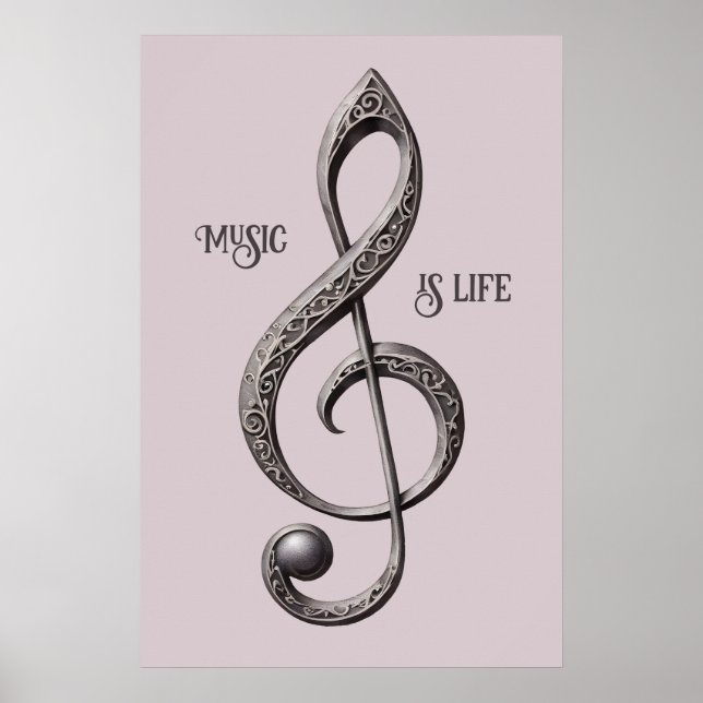 Poster Note de clic musicale de texte personnalisé (Devant)
