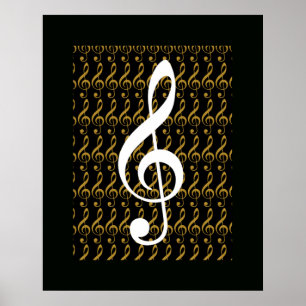 Poster note musicale, clef à trois, graphique cool