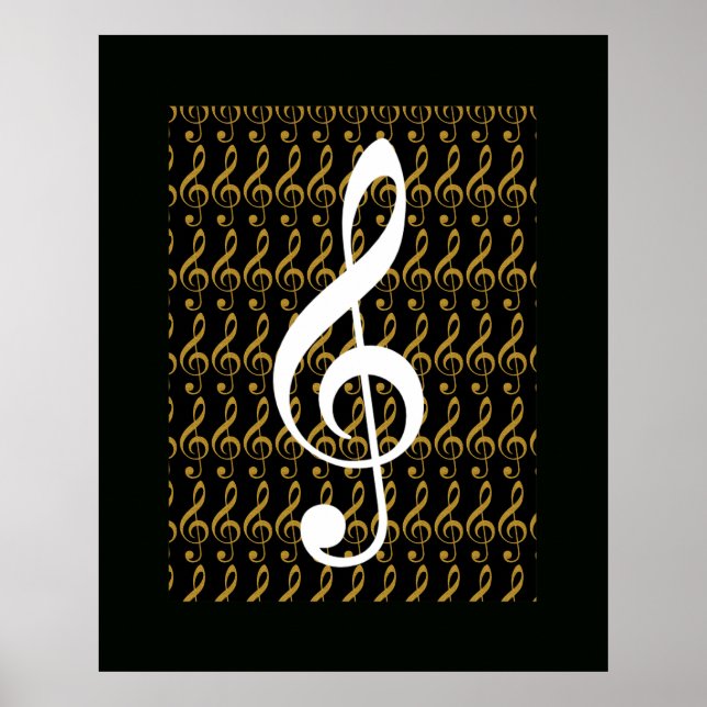 Poster note musicale, clef à trois, graphique cool (Devant)