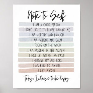 Poster Note sur l'affiche d'auto-affirmation