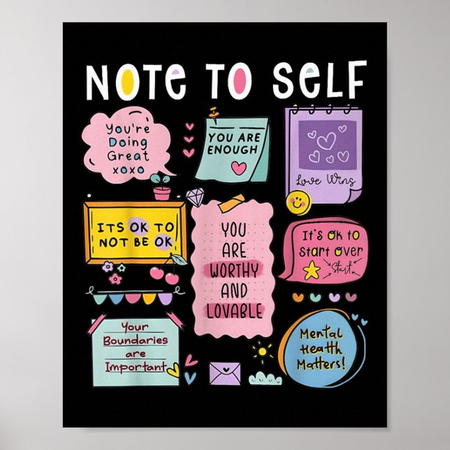 Poster Note To Self Psychologist Mental Health Awareness  (Devant)