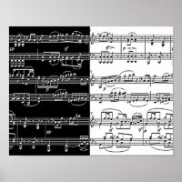 notes à moitié blanc à moitié noires de musique