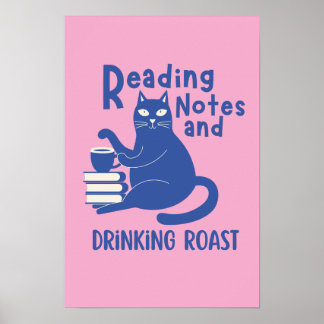 Poster Notes de lecture et café torréfié drôle