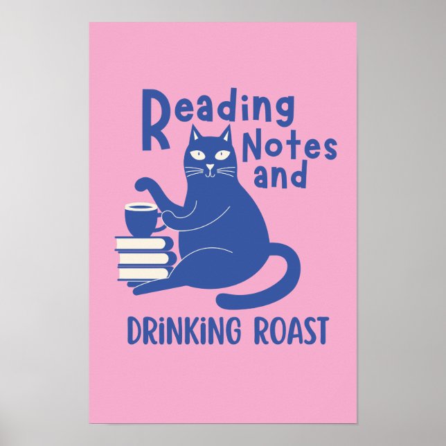 Poster Notes de lecture et café torréfié drôle  (Devant)