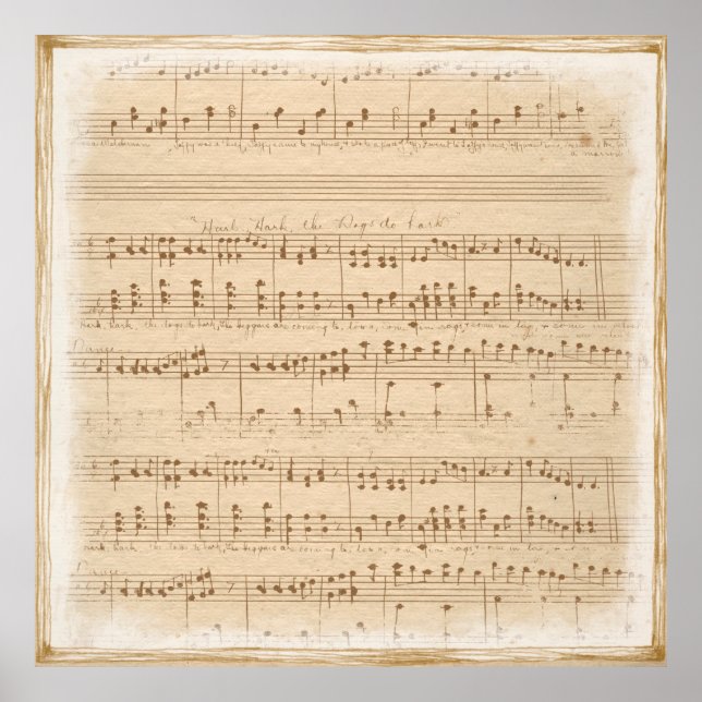 Poster notes de musique beige vintage (Devant)