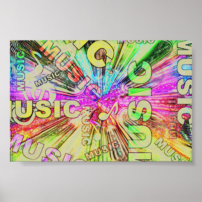 Poster Notes de musique colorée (Devant)