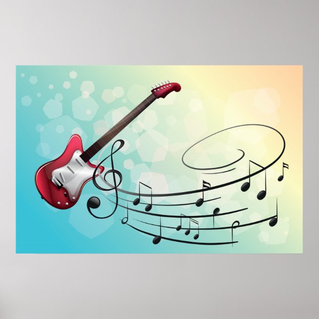 Poster Notes de musique de guitare électrique (Devant)