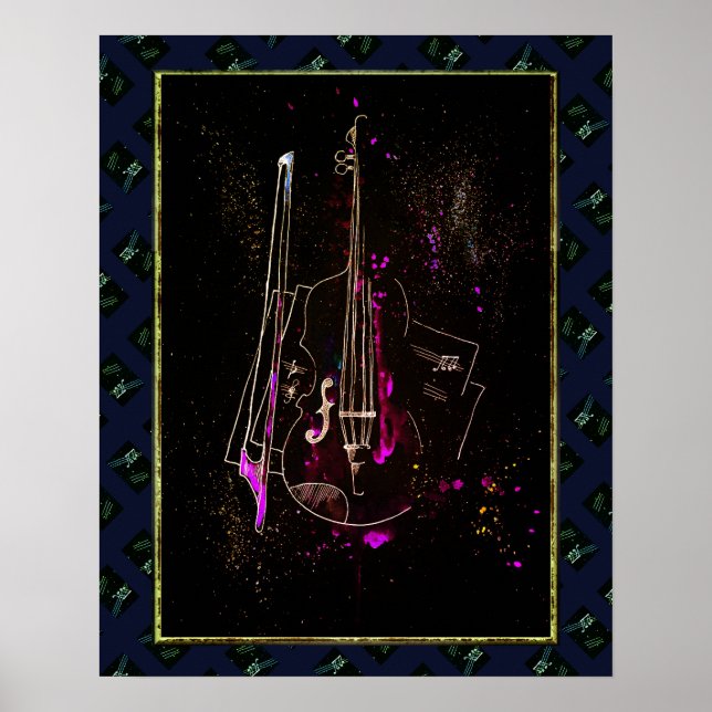 Poster Notes de musique et contrebasse (Devant)