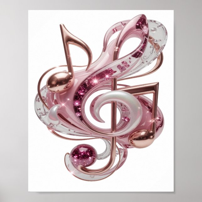 Poster Notes de musique rose WITTY Design (Devant)