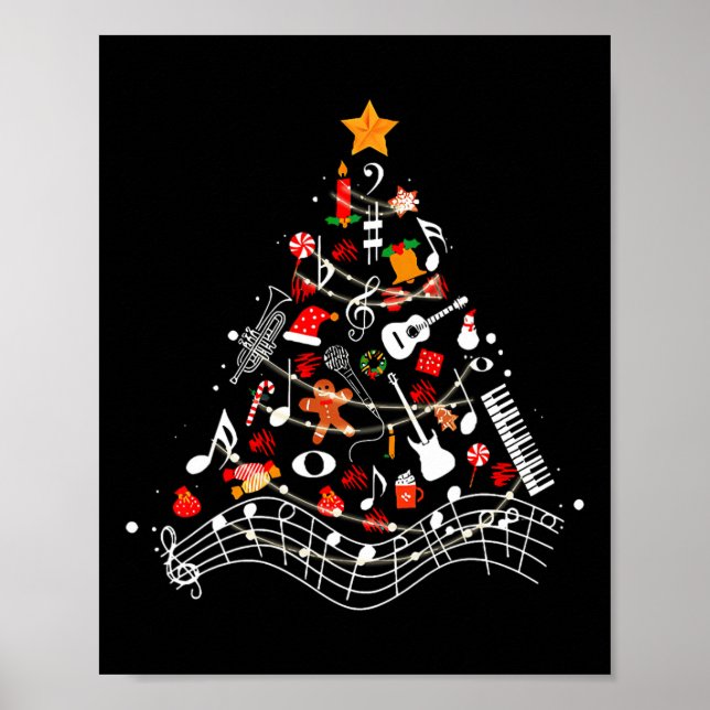 Poster Notes musicales Arbre de Noël Musical Enseignant M (Devant)