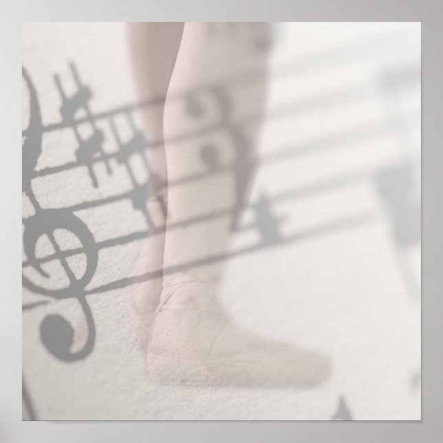 Poster notes musicales de chaussures de ballet (Devant)