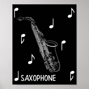 Poster Notes musicales Saxophone