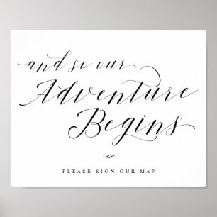 Poster Notre aventure commence Guest Book Map Mariage Sig