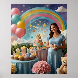 Poster Notre bébé arc-en-ciel arrive en scène de jardin