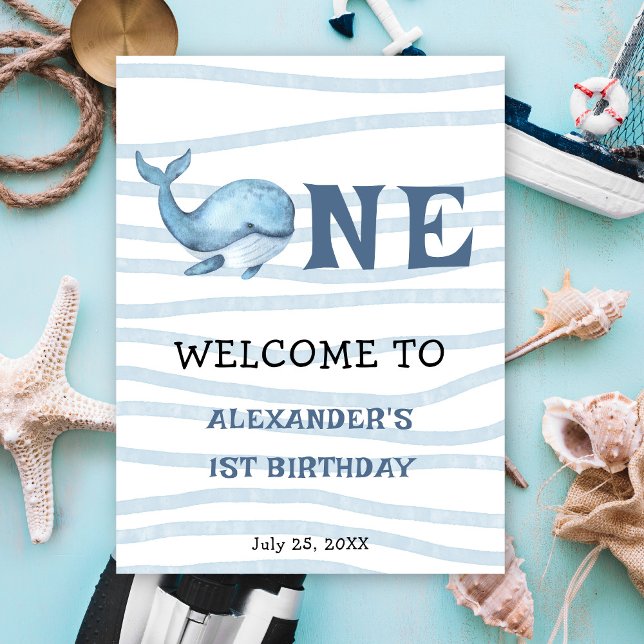 Poster Notre Bébé Baleine 1er Anniversaire sous la mer (Créateur téléchargé)