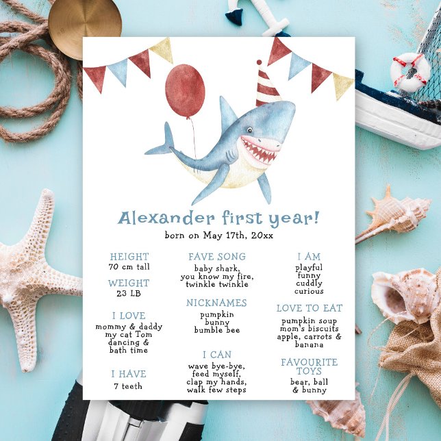Poster Notre bébé requin premier anniversaire Jalon Anniv (Créateur téléchargé)