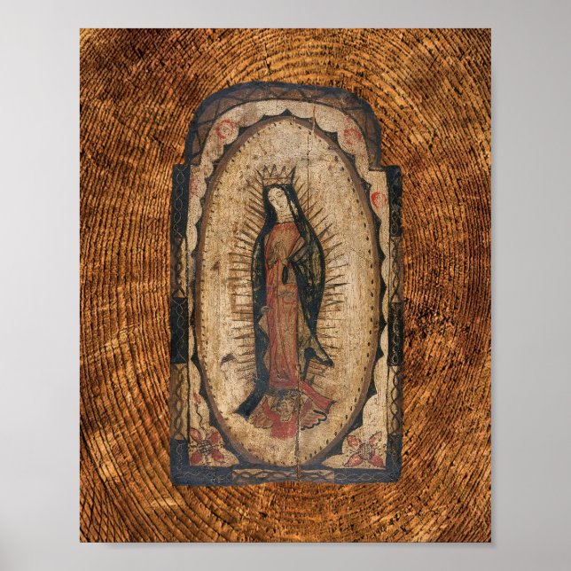 Poster Notre-Dame de Guadalupe Vierge Marie Bois Look (Devant)