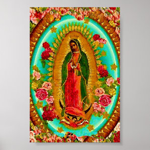 Poster Notre Dame Guadalupe Mexicaine Sainte Vierge Marie