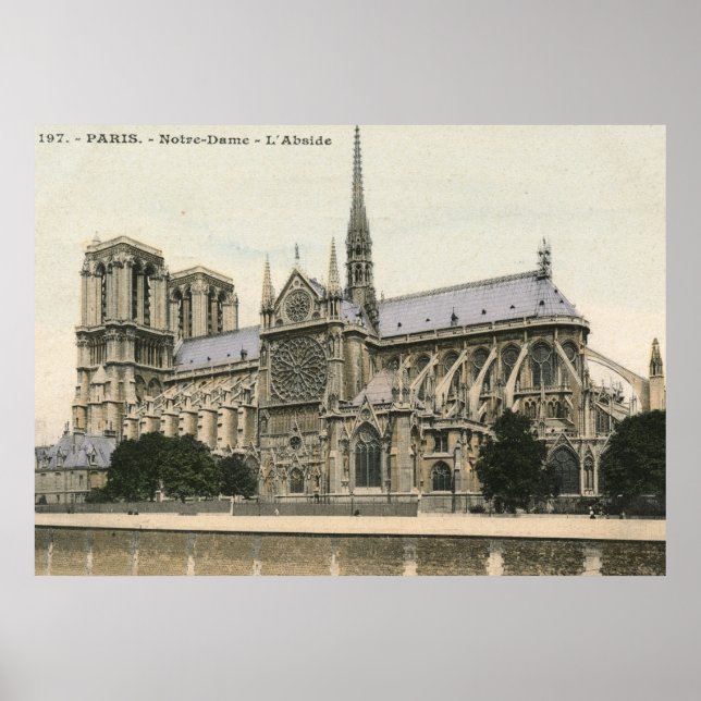 Poster Notre Dame, Paris Vintage (Devant)