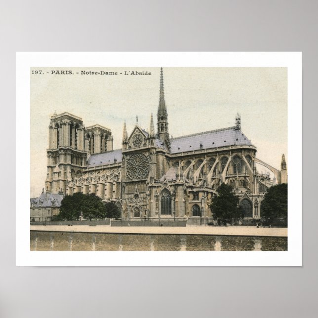 Poster Notre Dame, Paris Vintage (Devant)