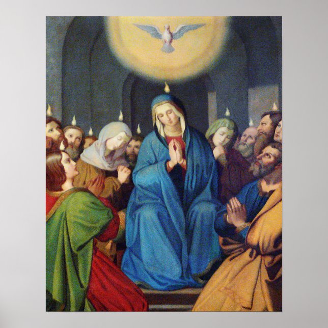 Poster Notre Dame Vierge Marie Pentecôte Saint-Esp (Devant)