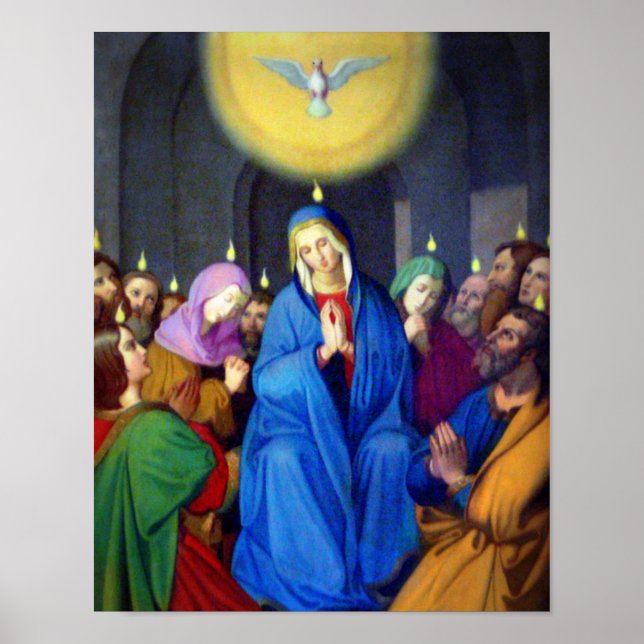 Poster Notre Dame Vierge Marie Pentecôte Saint-Esp (Devant)