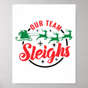 Poster Notre équipe dort Noël Famille Pyjama Noël Noël Ho