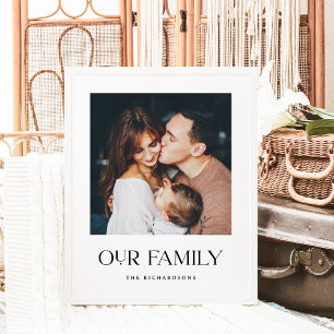 Poster Notre famille Texte et photo modernes en noir et