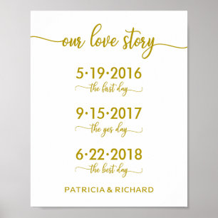 Poster Notre histoire d'amour Dates spéciales Gold Mariag