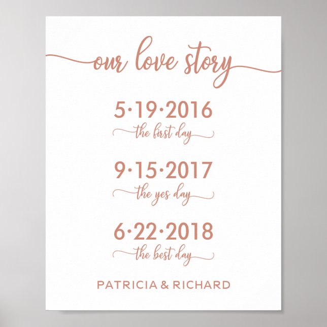 Poster Notre histoire d'amour Dates spéciales Rose Gold S (Devant)