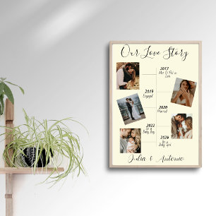Poster Notre Histoire d'Amour Moderne 5 Collage de Photos