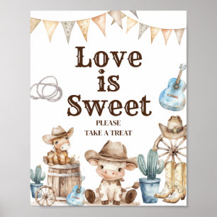 Poster Notre petit Cowboy Cactus Baby shower L'amour est 