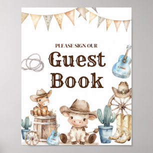 Poster Notre Petit Cowboy Wild West Baby shower livre d'h