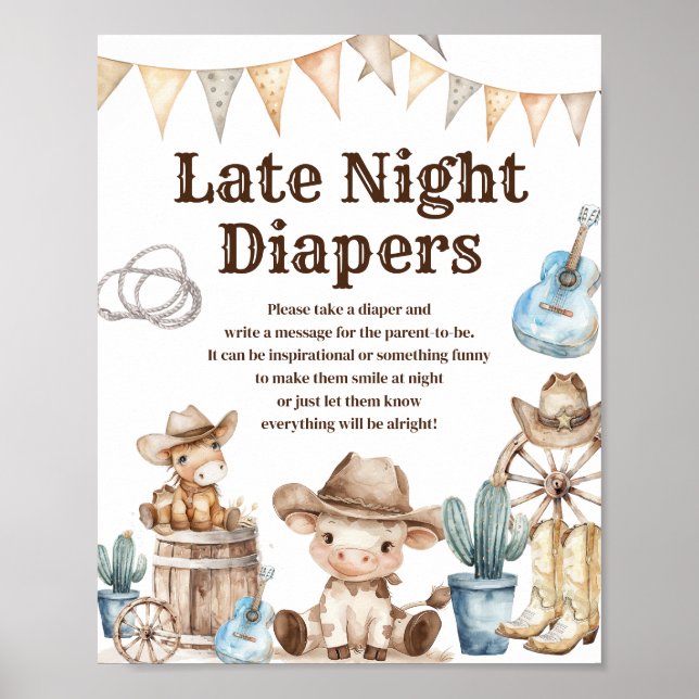 Poster Notre Petit Cowboy Wild West Late Night Diaper (Devant)
