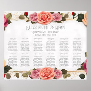 Poster Notre plan de table d'amour en fleurs