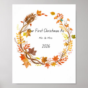 Poster Notre premier Noël M. et Mme 2026 Cadeau de fiança