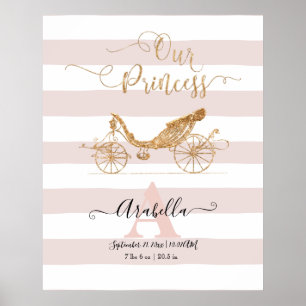 Poster Notre Princesse Elegant Gold Blush Carriage Script