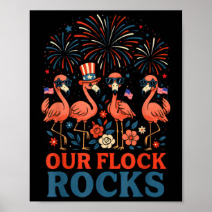 Poster Notre troupeau envoie un flamant rose patriotique 