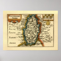 Nottinghamshire Comté Angleterre Ancienne carte An