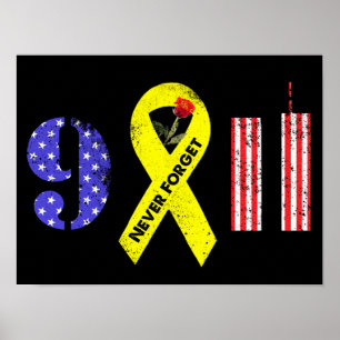 Poster N'oubliez jamais 9 11 Ruban jaune