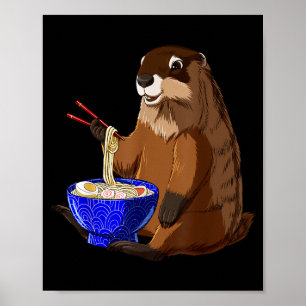 Poster Nouilles Japonaises Kawaii Bol De Ramen Drôle Marm