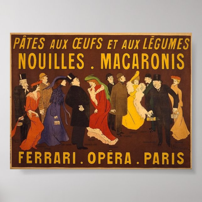 Poster Nouilles, macaronis. Ferrari, Opéra, Paris. (Devant)