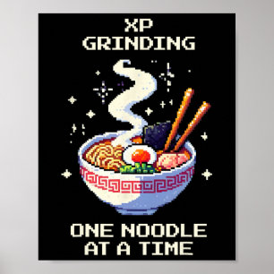 Poster Nouilles Ramen de meulage Xp Pixel Art Jeux Rétro 