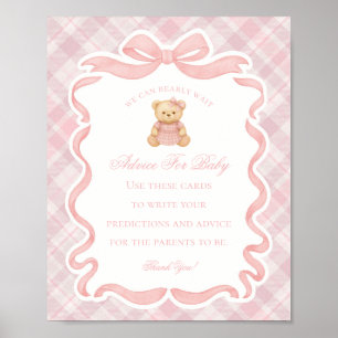 Poster Nounours à ruban coquette rose Conseils pour bébé