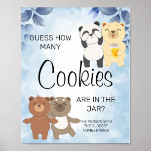 Poster Nounours Combien de cookies Baby shower Jeu Signal